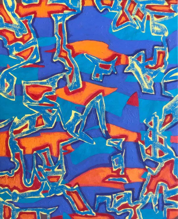 Abstract ideas in blue, oil painting by visual artist Jolanta Johnsson