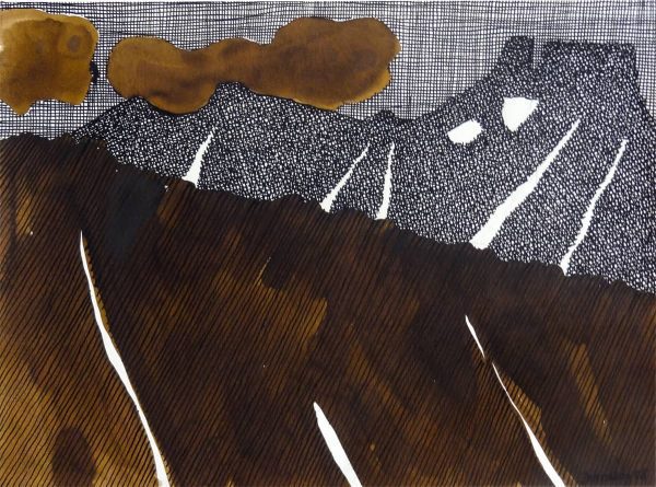 Mountains in spring, drawing by Jolanta Johnsson