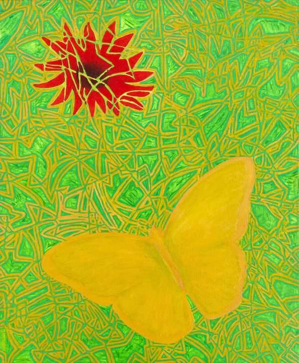 Paintings oil on canvas, Butterfly in the meadow