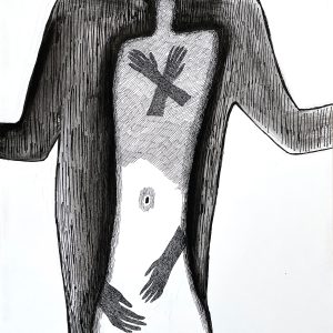 In arms angel, drawings black and white by Jolanta Johnsson
