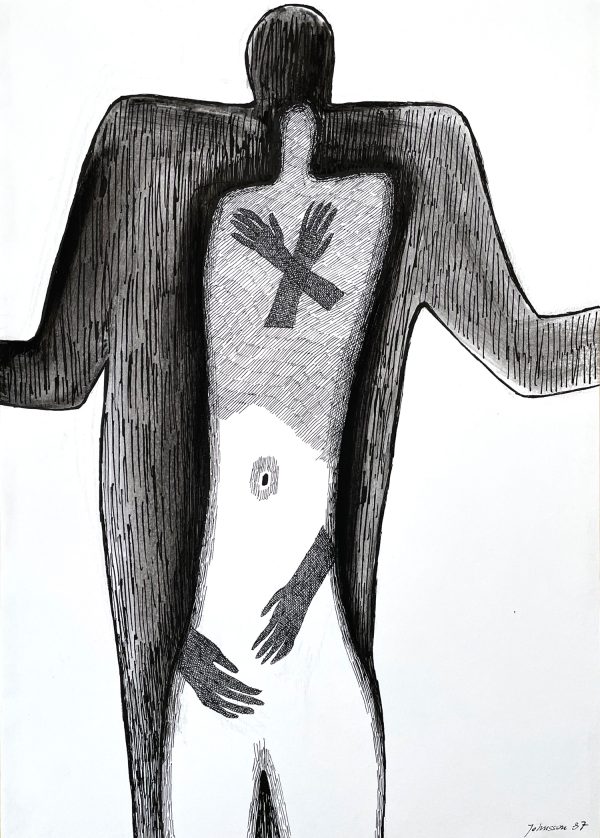 In arms angel, drawings black and white by Jolanta Johnsson